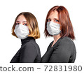 Girl and woman in medical protective mask 72831980