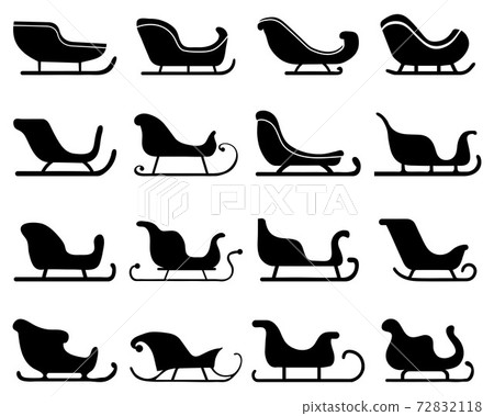 Black sleigh silhouettes on a white background Black sleigh silhouettes on a white background 72832118