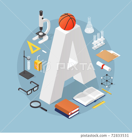 Isometric School Concept Illustration - Stock Illustration [72833531 ...