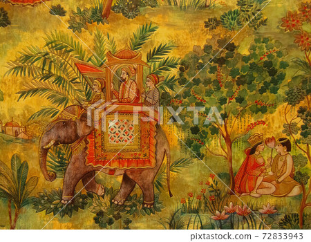 Indian drawings. Drawing of a lotus. Indian culture. Indian wallpaper. 72833943