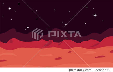 Mars background with flat design science planet. Alien red planet mars with stars. Research cosmas vector illustration landscape 72834549