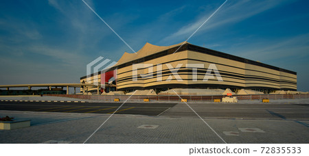 Al-Bayt stadium in Al Khor Qatar daylight  view showing the exterior of the stadium which will hold the opening ceremony and match of 2022 FIFA  World Cup 72835533