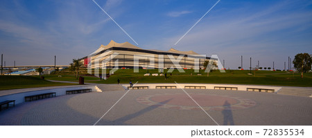 Al-Bayt stadium in Al Khor Qatar daylight  view showing the exterior of the stadium which will hold the opening ceremony and match of 2022 FIFA  World Cup 72835534
