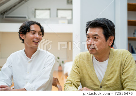 Son talking to his father 72836476