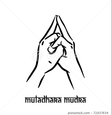 Muladhara mudra. Hand spirituality hindu yoga of fingers gesture. Technique of meditation for mental Muladhara mudra. Hand spirituality hindu yoga of fingers gesture. Technique of meditation for mental 72837634