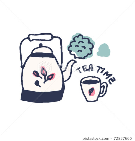 Tea and cup in cute cozy hugge cartoon style illustration Tea and cup in cute cozy hugge cartoon style illustration 72837660