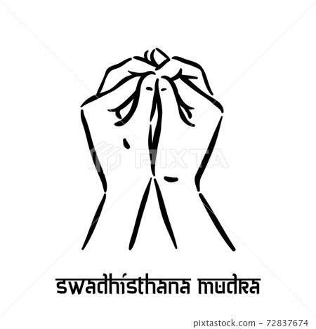 Swadhisthana mudra. Hand spirituality hindu yoga of fingers gesture. Technique of meditation for Swadhisthana mudra. Hand spirituality hindu yoga of fingers gesture. Technique of meditation for 72837674