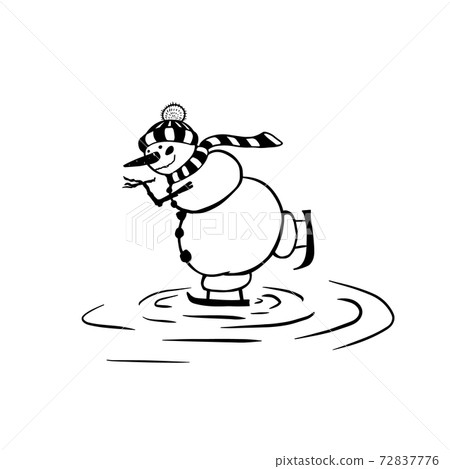 The snowman is skating. Vector illustration - Stock Illustration ...