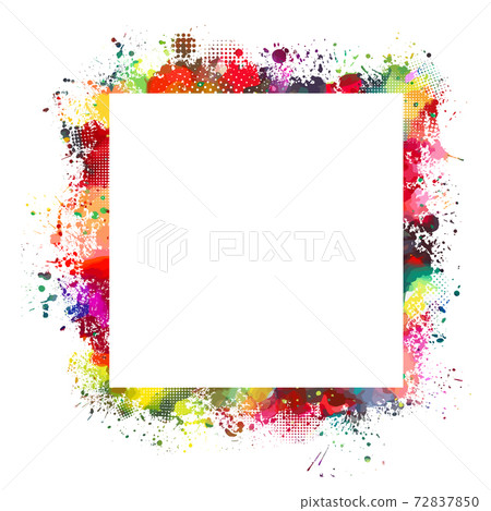 Square multi-colored frame from spots of paint.... - Stock Illustration  [72837850] - PIXTA