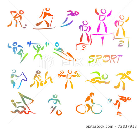 Athletes multicolored symbols. Sport icons. Vector illustration Athletes multicolored symbols. Sport icons. Vector illustration 72837918