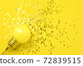 One yellow decorative lamp on a gray background. 72839515