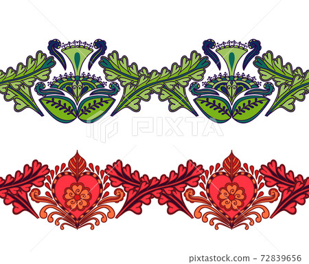 Set of seamless ethnic borders. Indian style 72839656