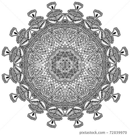 Ethnic decorative element for design. Monochrome mandala isolated on white background. Ethnic decorative element for design. Monochrome mandala isolated on white background. 72839970