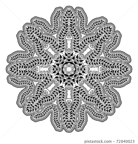 Circular ethnic ornament. Mandala monochrome Circular ethnic ornament. Mandala monochrome 72840023