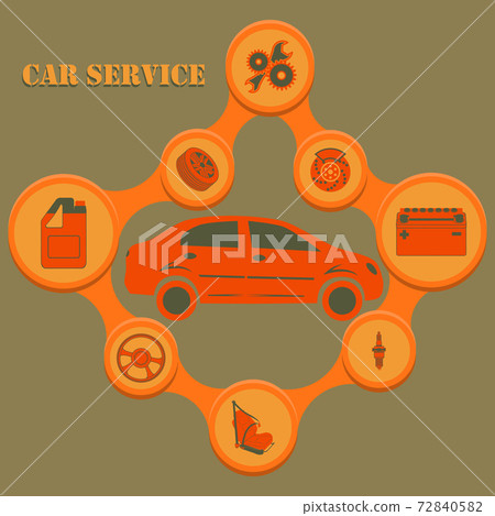 Auto service infographics with auto car repair and diagnostics symbols. Modern concept. Auto service infographics with auto car repair and diagnostics symbols. Modern concept. 72840582