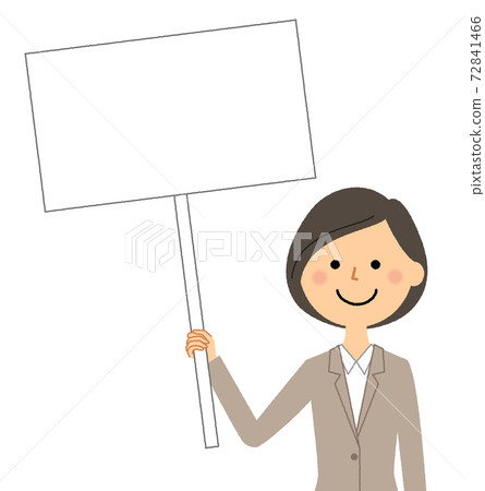 Woman in suit with whiteboard Woman in suit with whiteboard 72841466