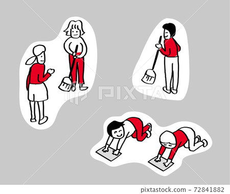 學校生活簡單線條畫手繪插畫清洗時間 學校生活簡單線條畫手繪插畫清洗時間 72841882