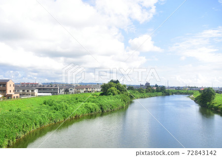 Scenery from the Senseki Line train window from Sendai Station to Tona Station Scenery from the Senseki Line train window from Sendai Station to Tona Station 72843142