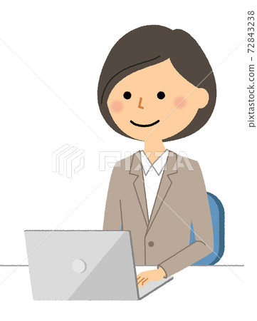 穿著西裝操作PC的女人 72843238