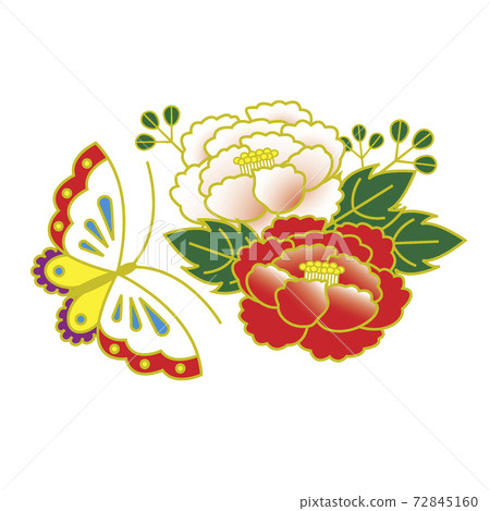 日式日本風格日式零件素材花蝴蝶圖矢量 72845160