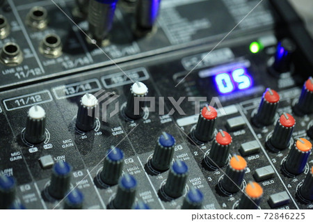 studio control panel close-up with color bottom studio control panel close-up with color bottom 72846225