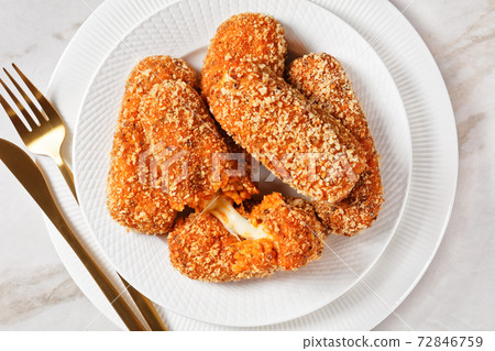 italian snack suppli al telefono, top view 72846759
