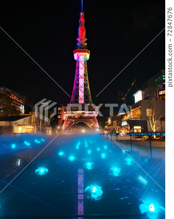 名古屋電視塔從水be廣be，久屋大通公園的夜景 72847676