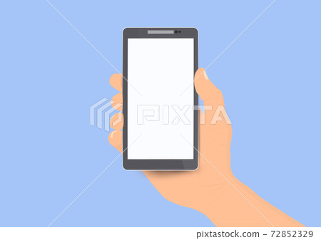 Hand holding white screen smartphone vector illustration Hand holding white screen smartphone vector illustration 72852329