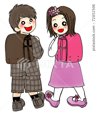 Boys and girls carrying school bags Boys and girls carrying school bags 72852506