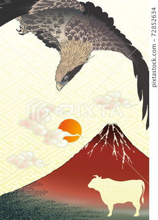 New Year's card 2021, Reiwa 3rd year, Akafuji first sunrise 72852634