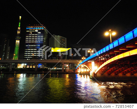 淺草夜橋周圍的夜景 淺草夜橋周圍的夜景 72853407