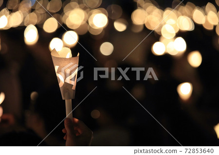 thousands of people attend the Tiananmen square 25th anniversary candlelight vigils in Victoria park in hong kong 72853640