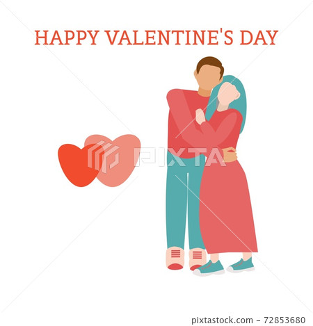 Hugging couple St Valentine card Flat vector illustration Hugging couple St Valentine card Flat vector illustration 72853680