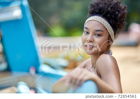 Close-Up Portrait Of Beautiful Asian Girl Close-Up Portrait Of Beautiful Asian Girl 72854561