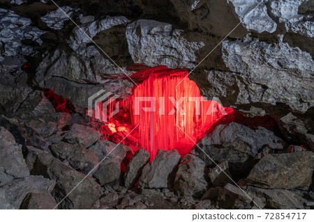 Entrance to ice cave with plenty of icicles. Kungur In The Urals, Russia 72854717