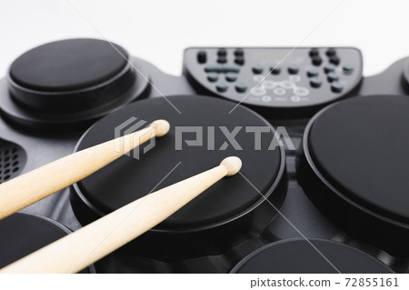 electronic drums portable music device, close-up view electronic drums portable music device, close-up view 72855161