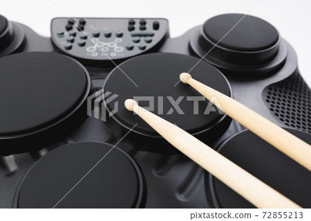 electronic drums portable music device, close-up view 72855213