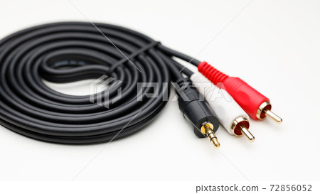 RCA mini jack audio cable, white background 72856052