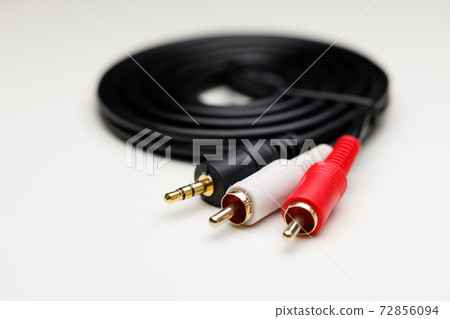 RCA mini jack audio cable, white background 72856094