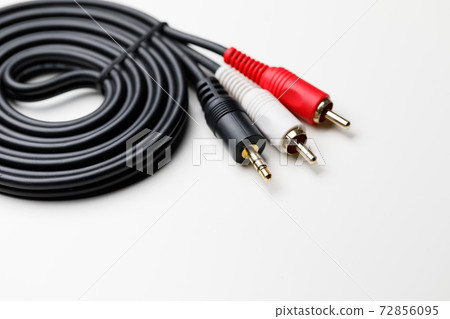 RCA mini jack audio cable, white background 72856095