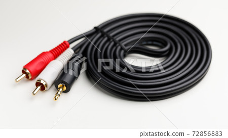 RCA mini jack audio cable, white background 72856883