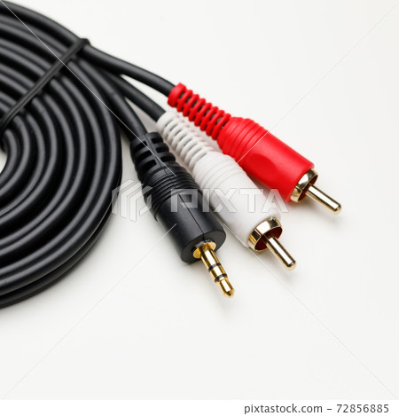 RCA mini jack audio cable, white background 72856885