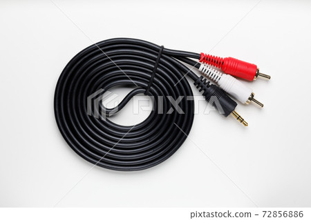 RCA mini jack audio cable, white background 72856886