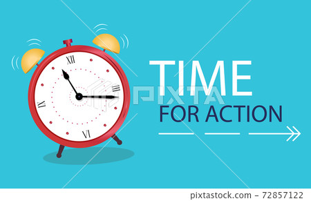 Business Concept time to action. Banner Alarm clock on a blue background. Business Concept time to action. Banner Alarm clock on a blue background. 72857122