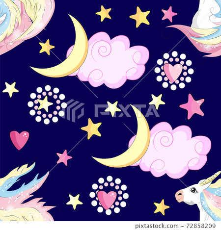 Cute unicorn, princess concept, girl beauty seamless pattern. cartoon design. 72858209