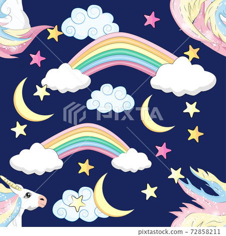 Cute unicorn, princess concept, girl beauty seamless pattern. cartoon design. 72858211