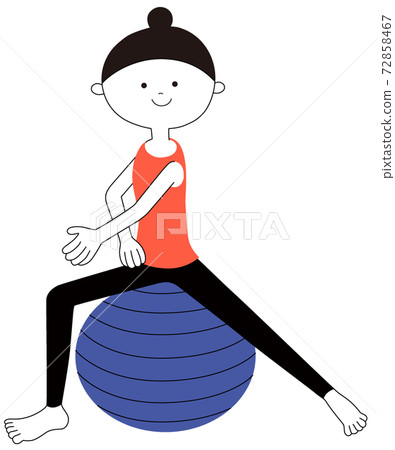 A woman with bun hair doing a balance ball exercise A woman with bun hair doing a balance ball exercise 72858467