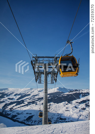 Ski lift booths at a ski resort. Ski lift booths at a ski resort. 72859370