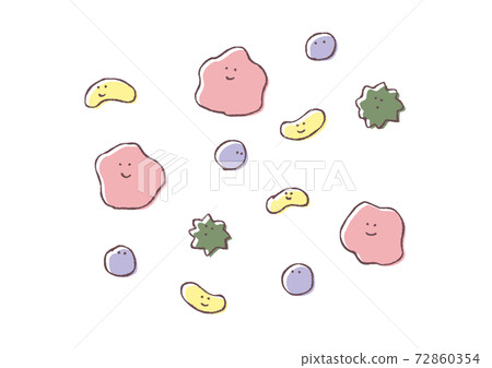 各種細菌的手繪彩色插圖(微笑) 各種細菌的手繪彩色插圖(微笑) 72860354