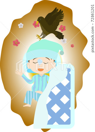 Illustration of a boy having an auspicious first dream (hawk) Illustration of a boy having an auspicious first dream (hawk) 72861201